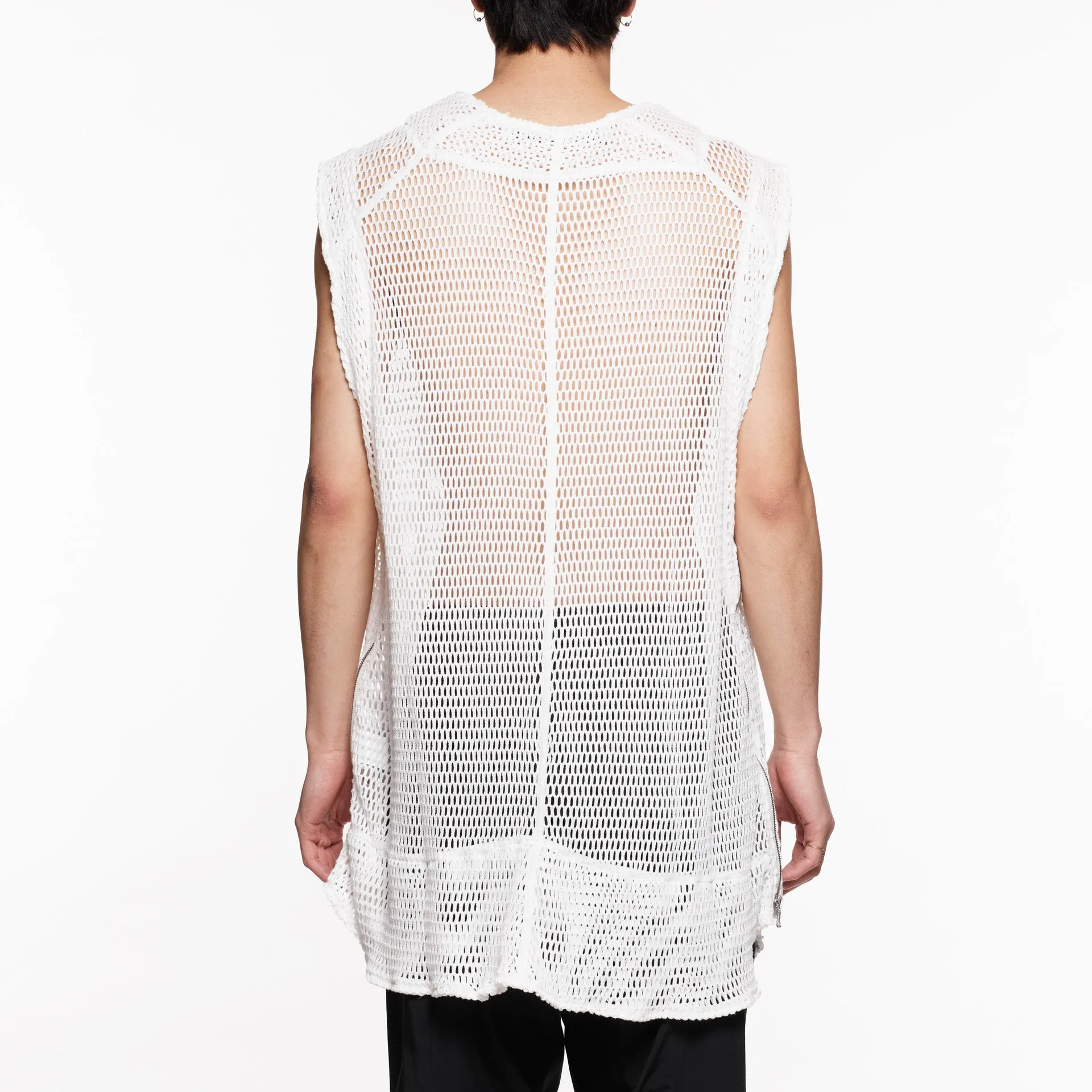 818KNM6 White / Mesh Seamed Vest