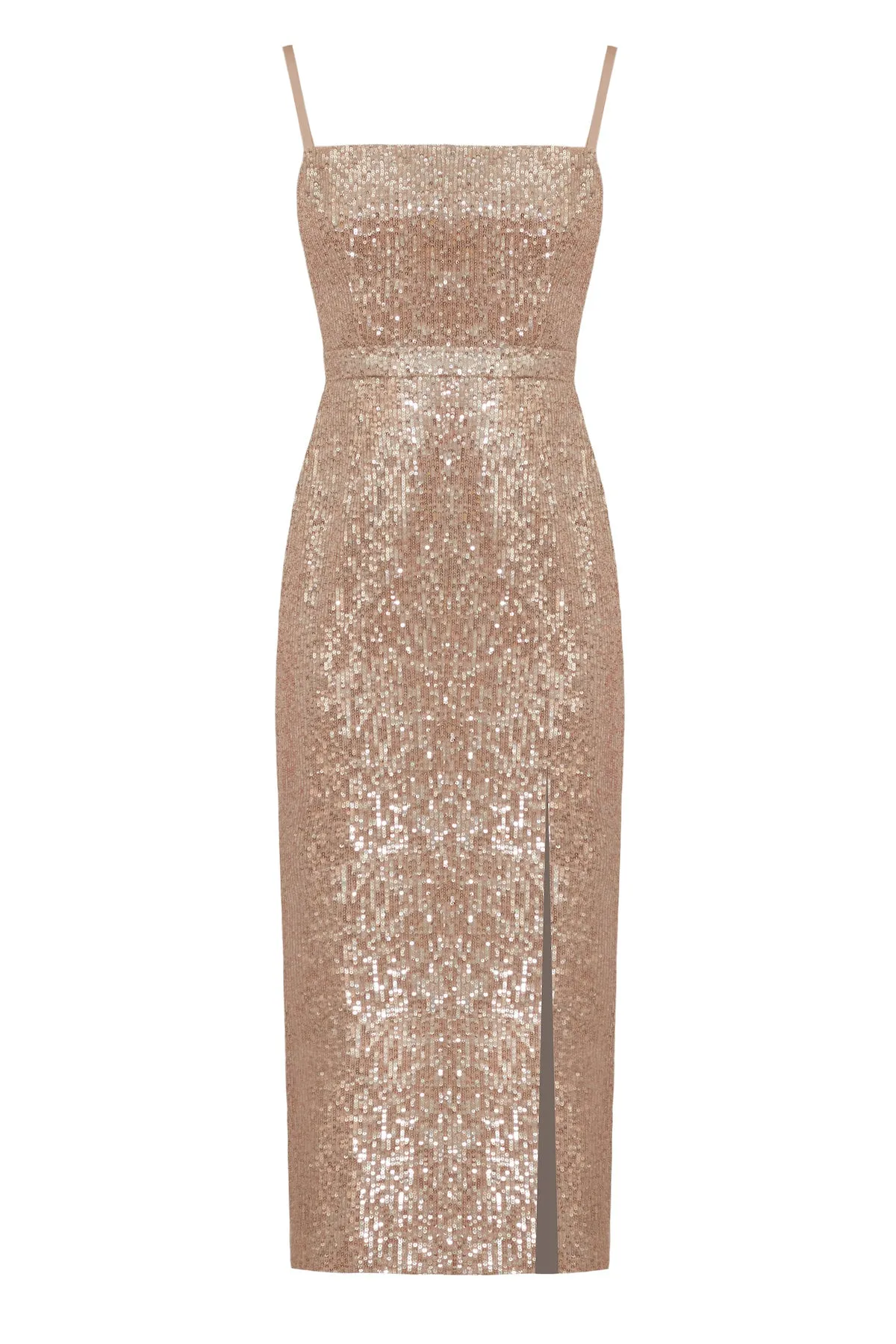 CHLOE nude sequin midi dress