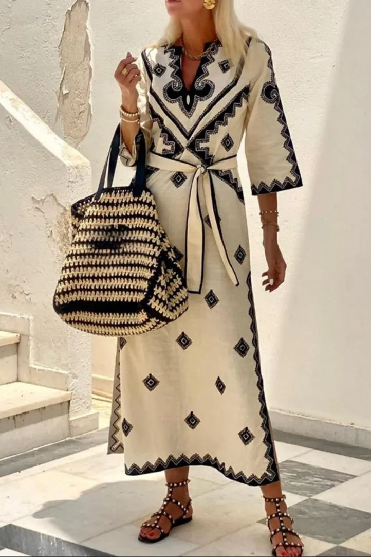 Fashion Printed Linen Bohemian Dress