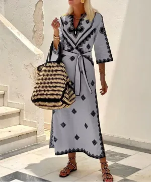 Fashion Printed Linen Bohemian Dress