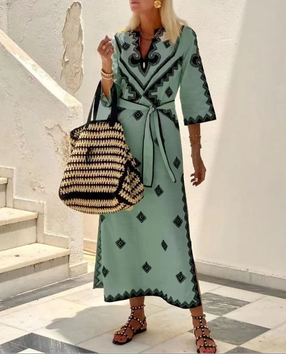 Fashion Printed Linen Bohemian Dress