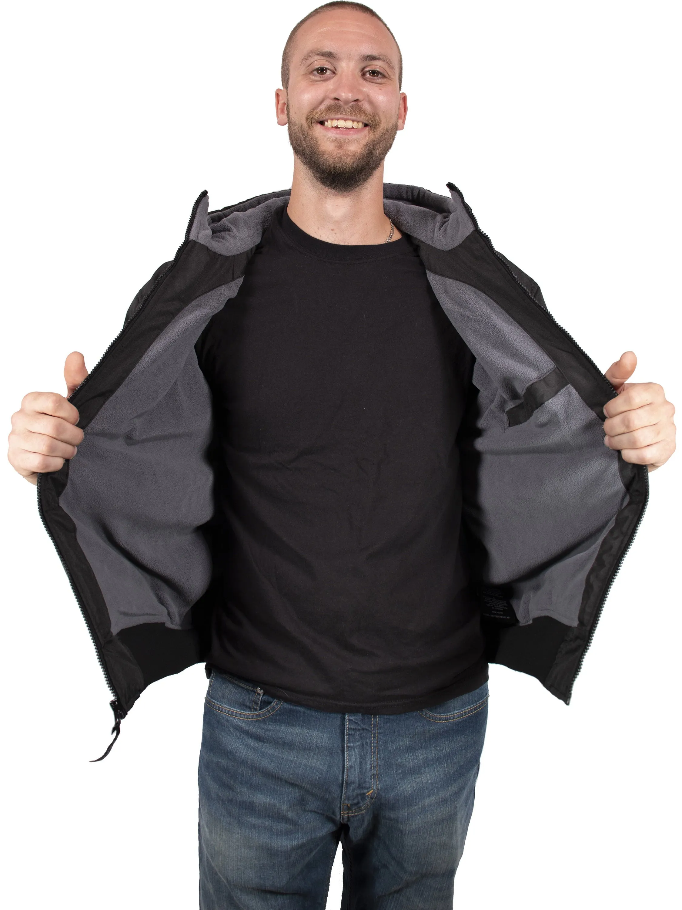Freeze Defense Men's Fleece Lined Quilted Winter Jacket Coat (XL, Black)