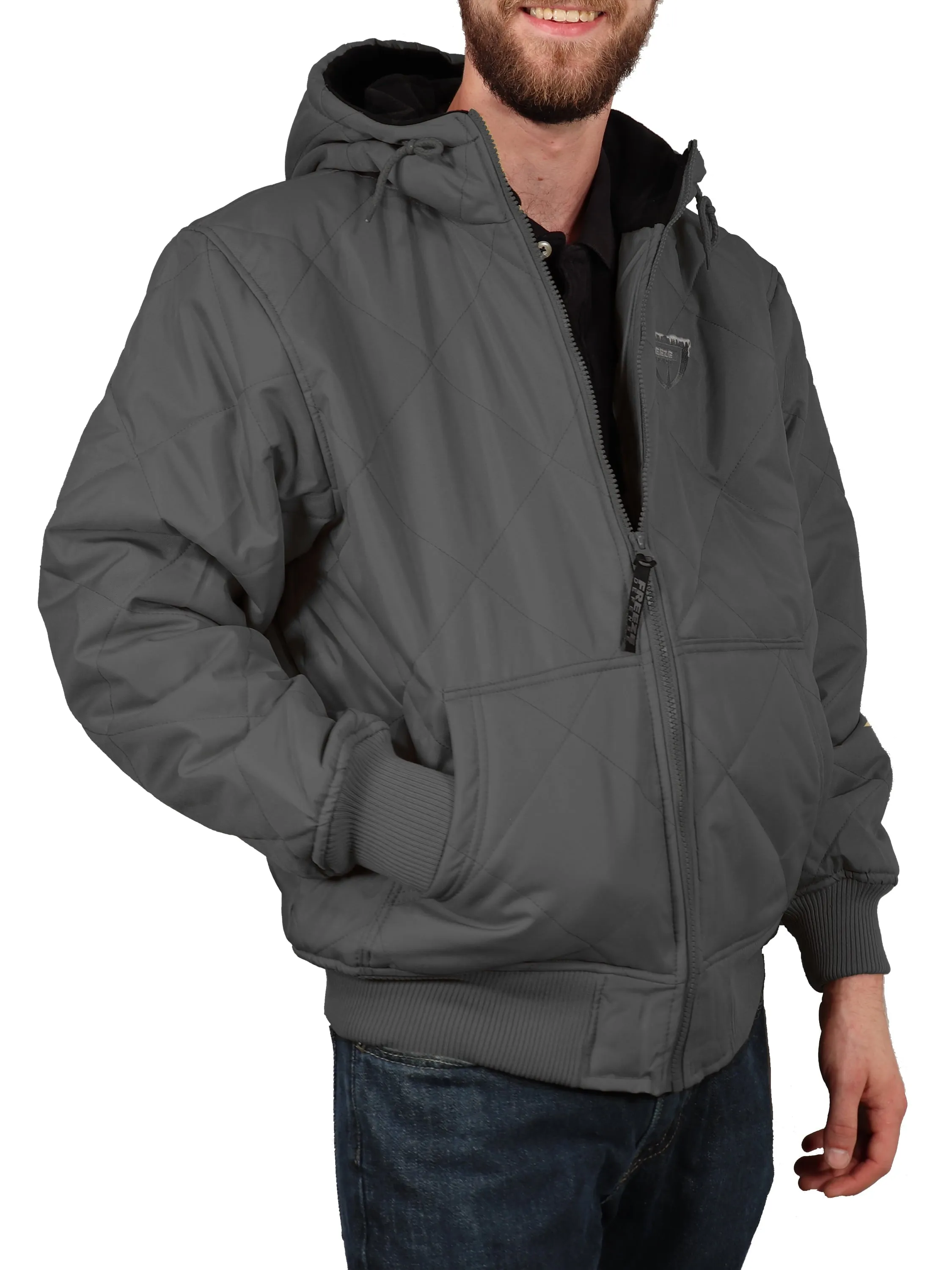 Freeze Defense Men's Fleece Lined Quilted Winter Jacket Coat (XL, Black)