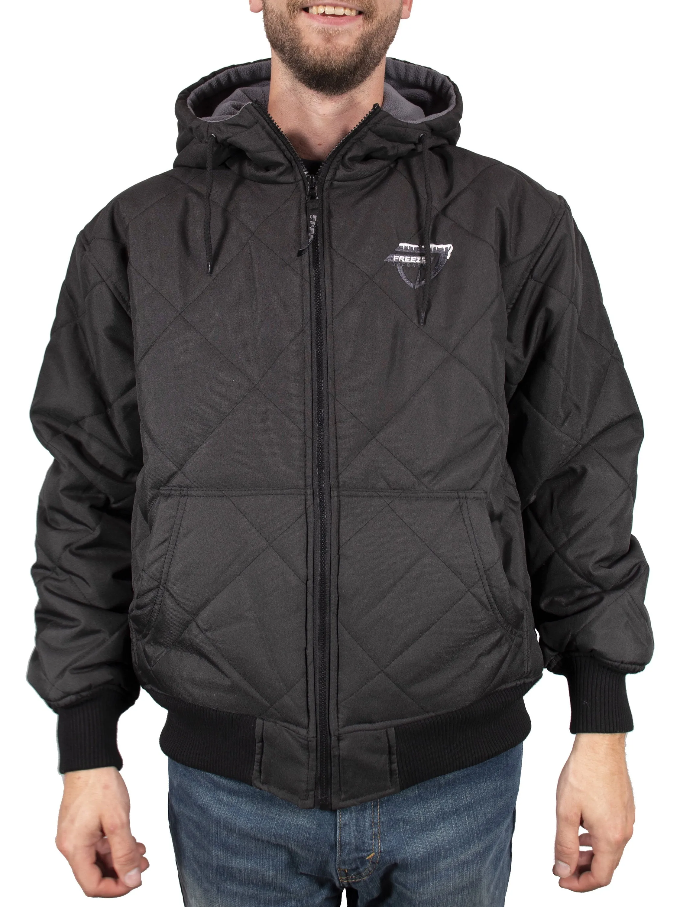 Freeze Defense Men's Fleece Lined Quilted Winter Jacket Coat (XL, Black)