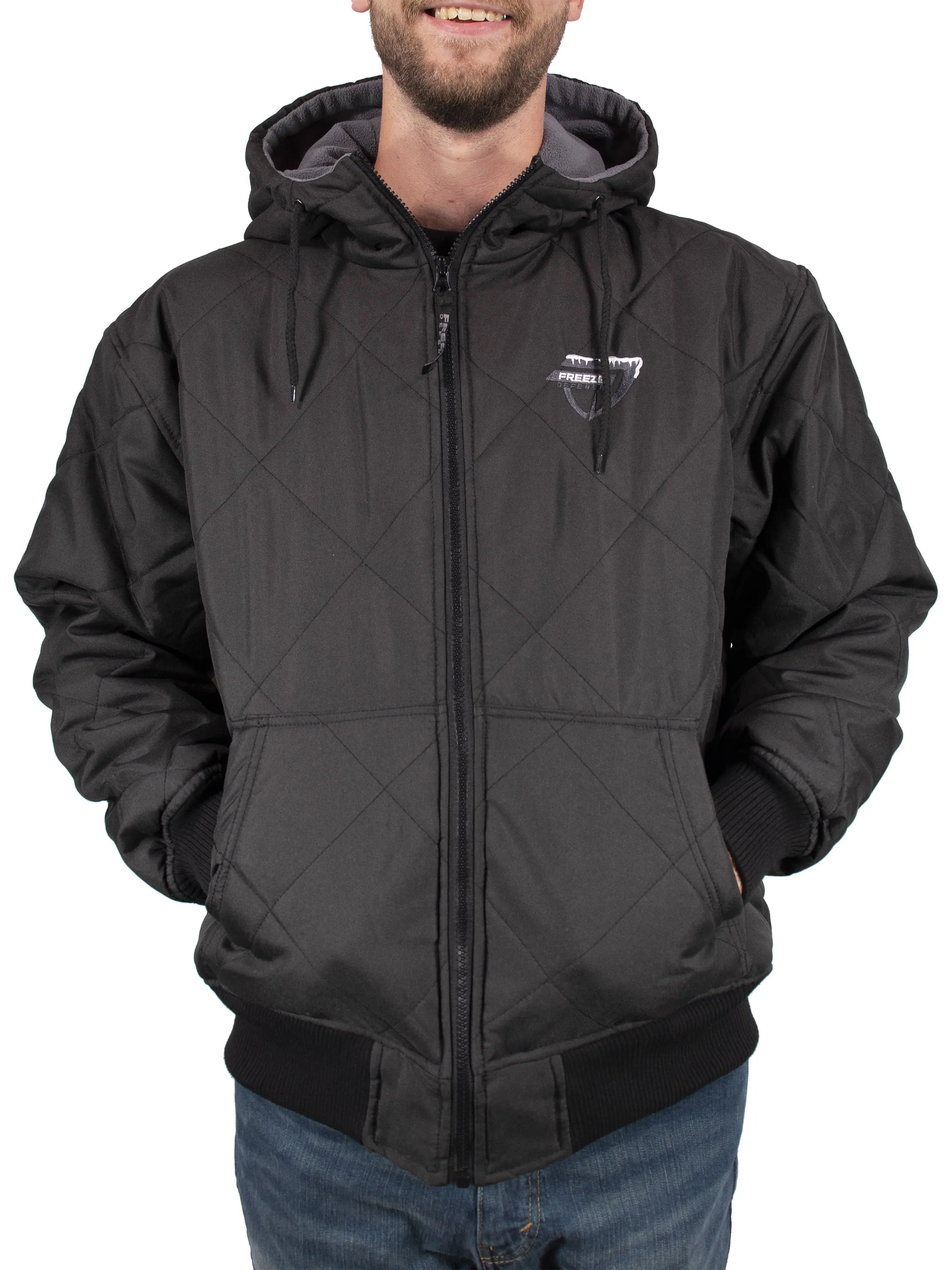 Freeze Defense Men's Fleece Lined Quilted Winter Jacket Coat (XL, Black)