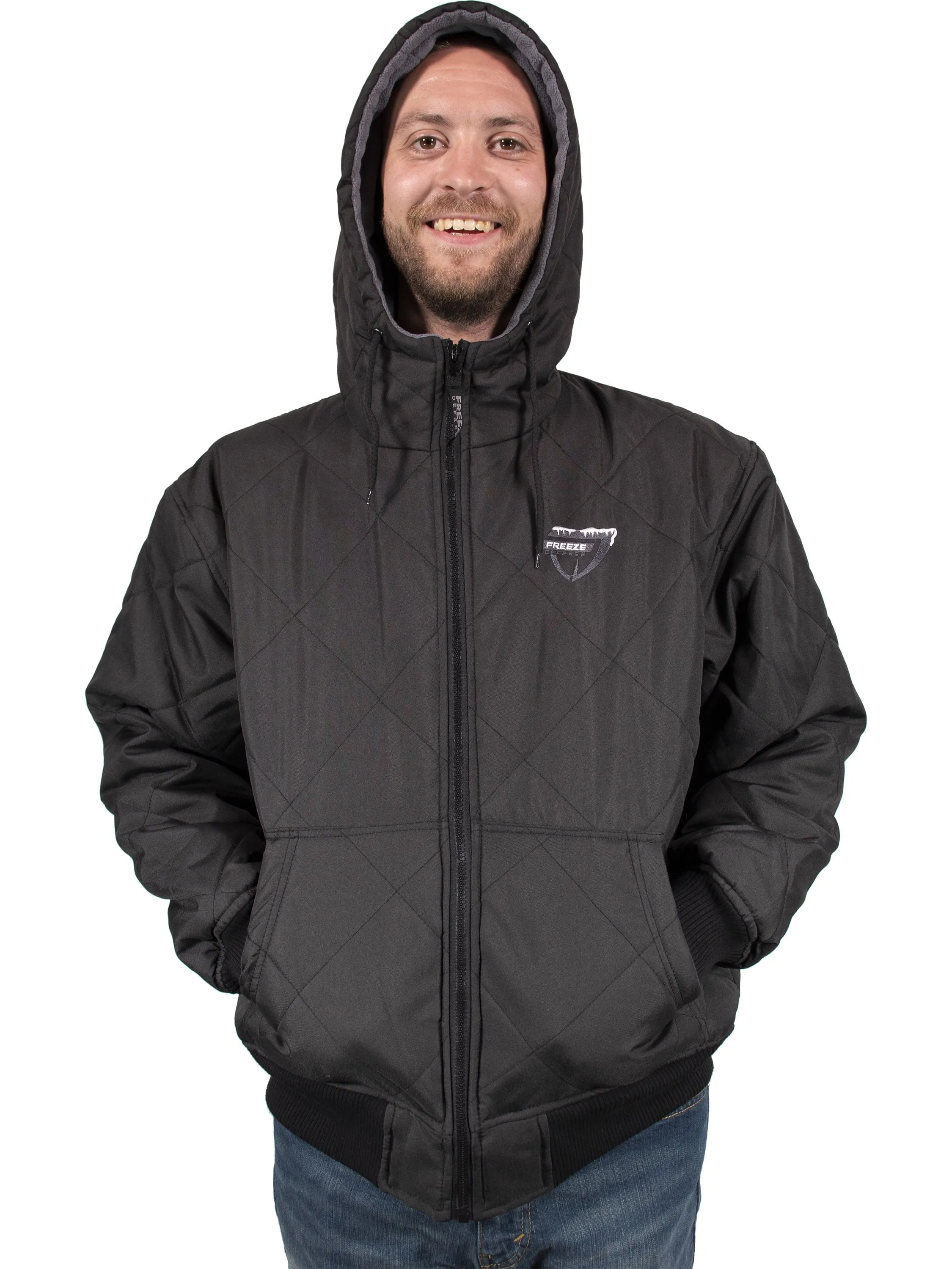 Freeze Defense Men's Fleece Lined Quilted Winter Jacket Coat (XL, Black)