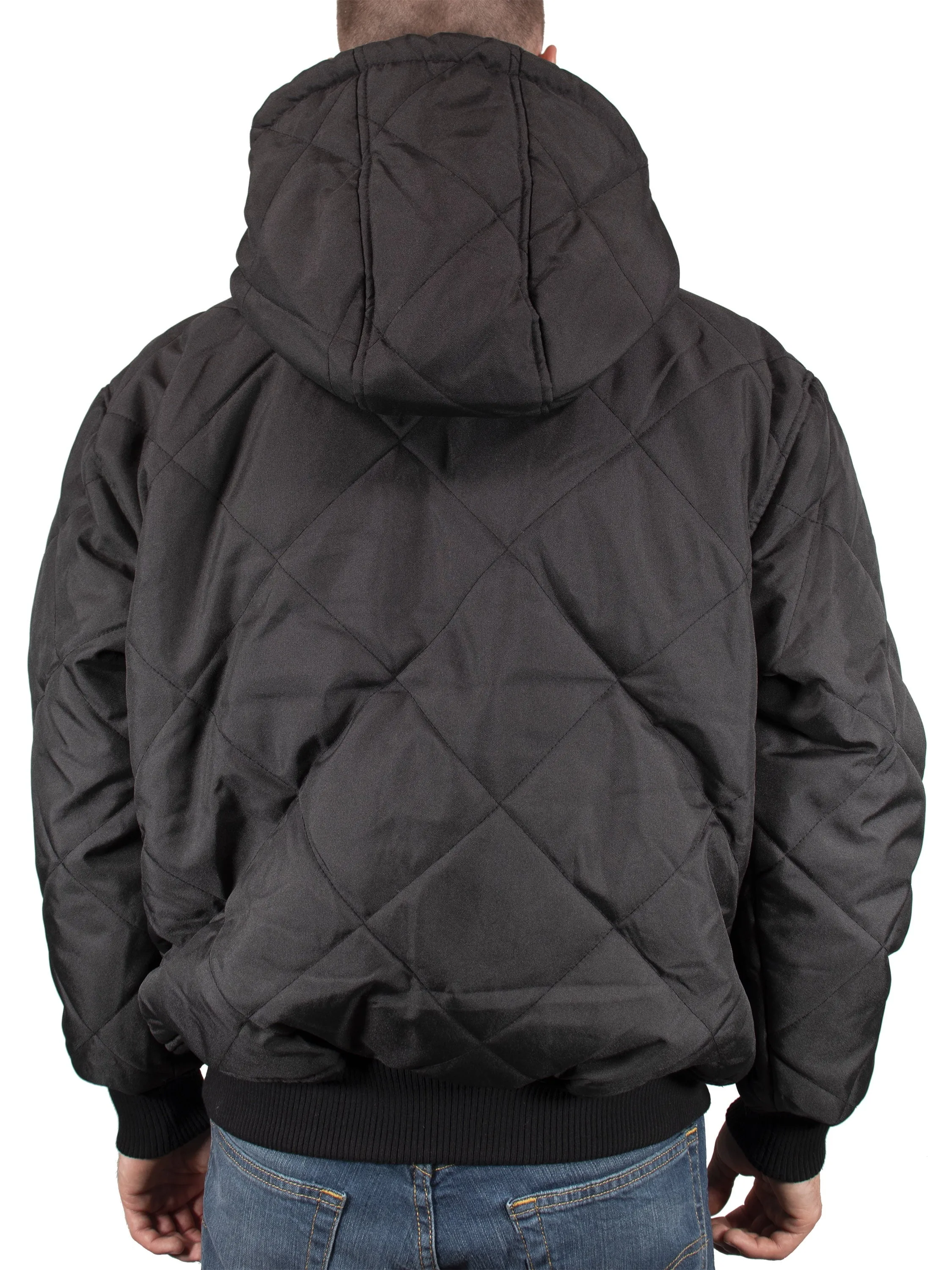 Freeze Defense Men's Fleece Lined Quilted Winter Jacket Coat (XL, Black)
