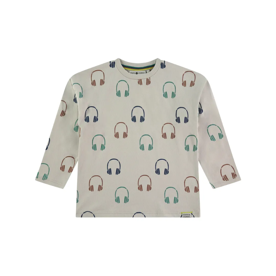 Headphones Long Sleeve Tee - Bone by Babyface - FINAL SALE