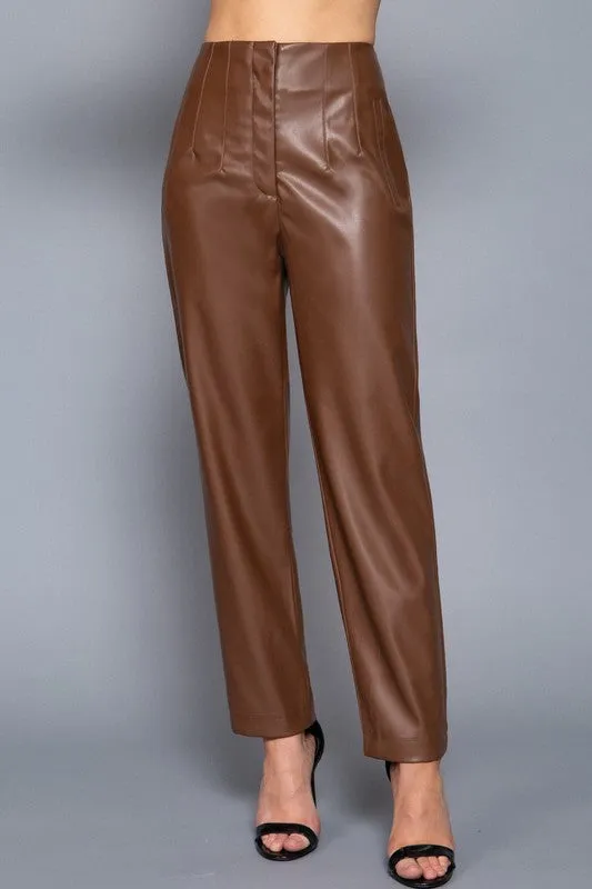 High Waist Cigarrette Faux Leather Pants
