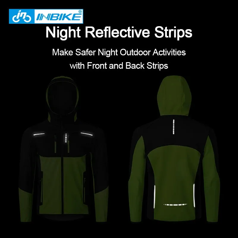 INBIKE Cycling Jacket With Hood Warm Fleece Windbreaker Coat
