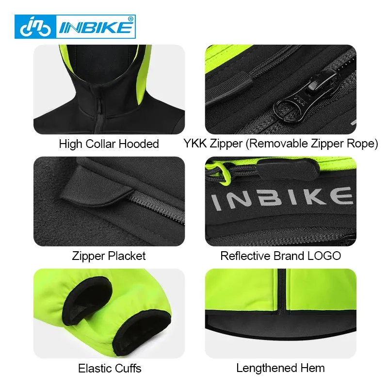INBIKE Cycling Jacket With Hood Warm Fleece Windbreaker Coat