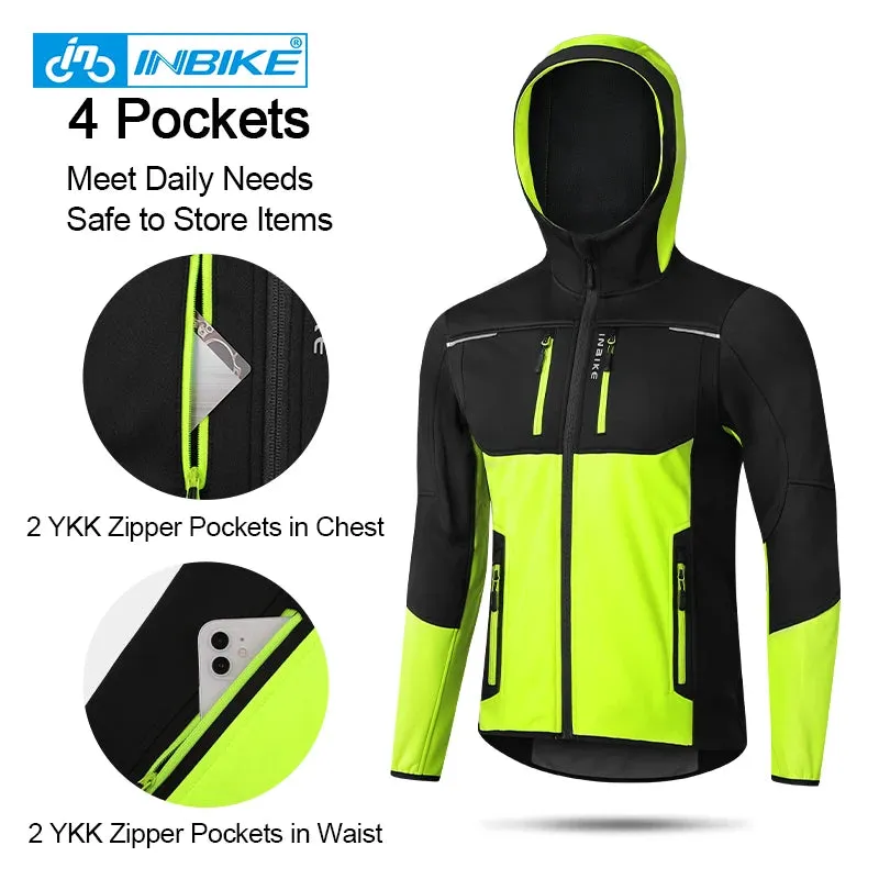 INBIKE Cycling Jacket With Hood Warm Fleece Windbreaker Coat