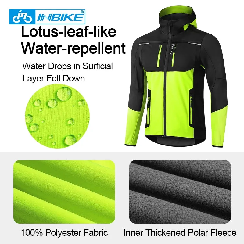 INBIKE Cycling Jacket With Hood Warm Fleece Windbreaker Coat