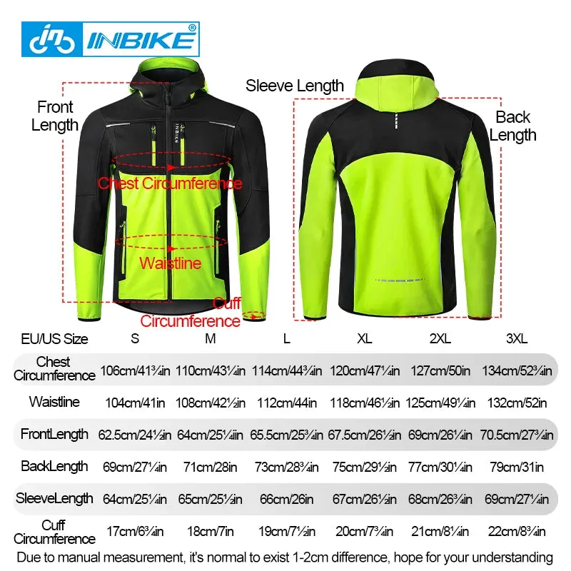 INBIKE Cycling Jacket With Hood Warm Fleece Windbreaker Coat