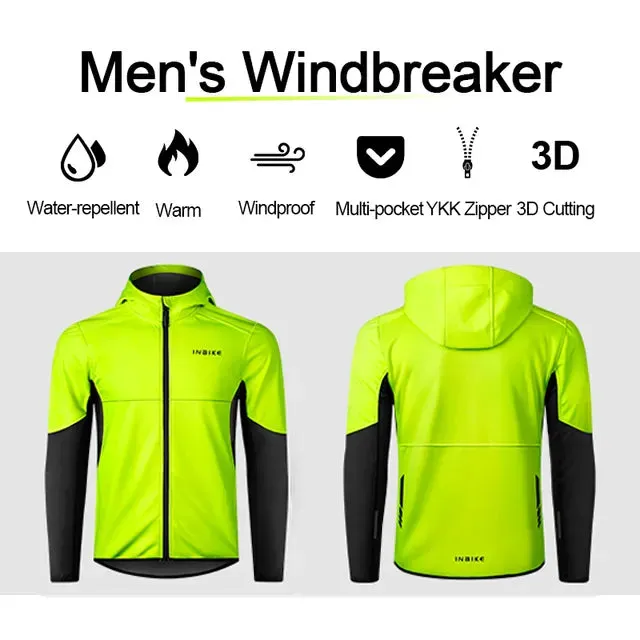 INBIKE Cycling Jacket With Hood Warm Fleece Windbreaker Coat