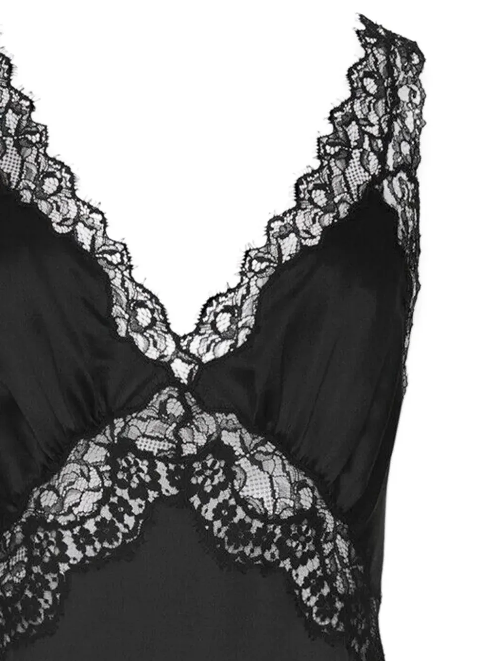 lace-panelling midi silk slip dress