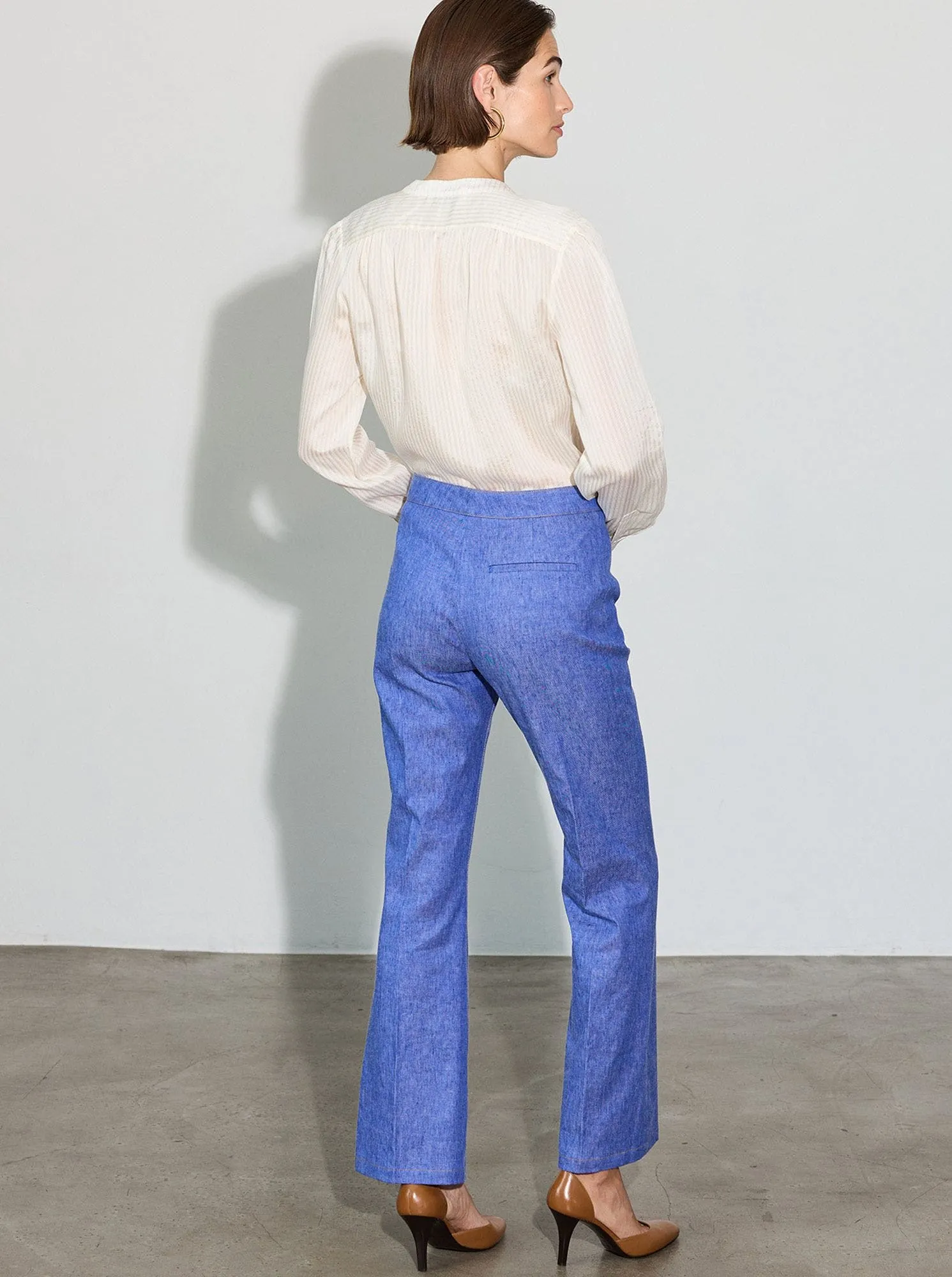 Lola Cropped Flare Trouser - Denim