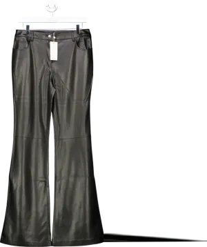 MANGO Black Leather Effect Straight Trousers UK 12