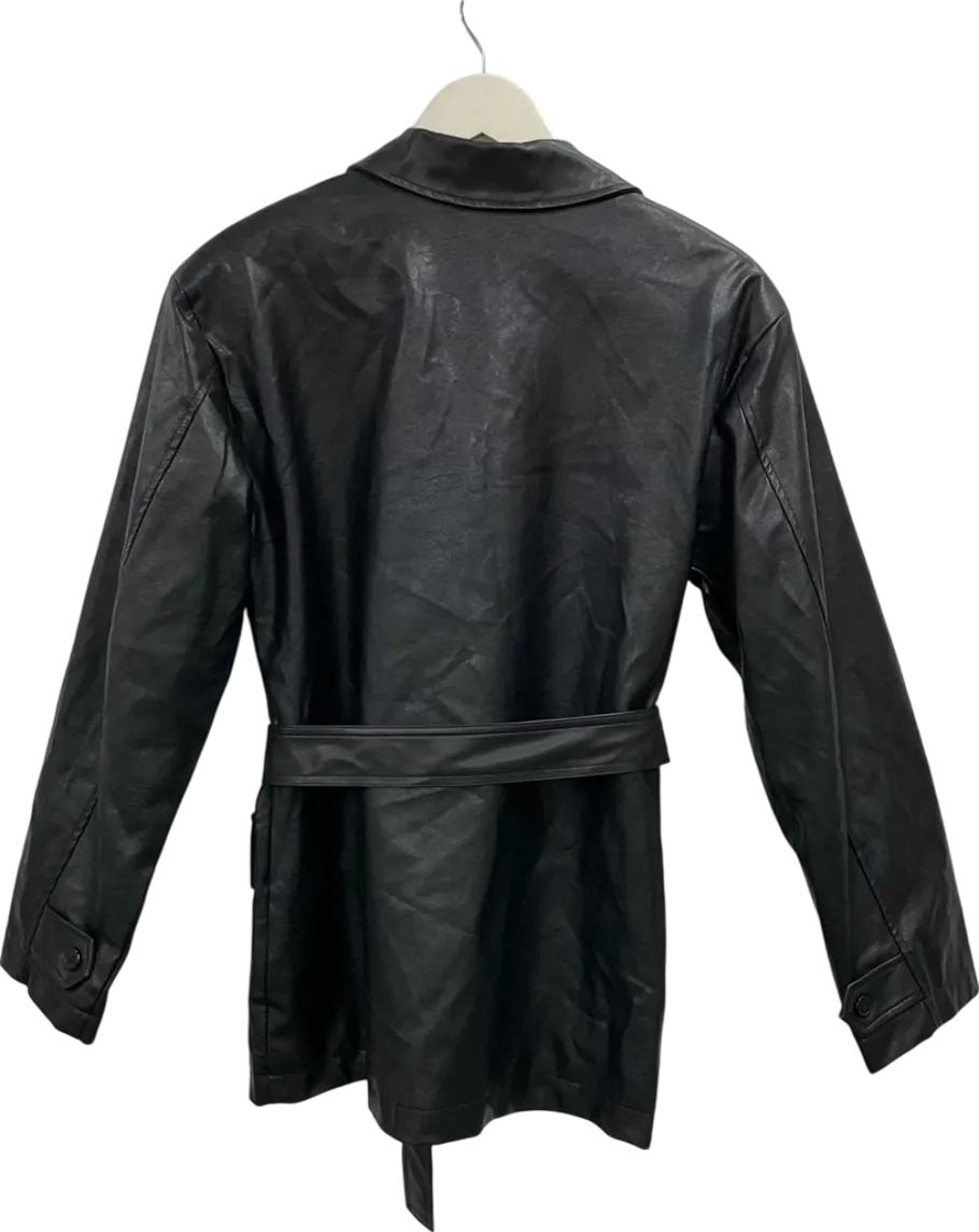 Nasty Gal Black Relaxed Faux Leather Jacket UK 8