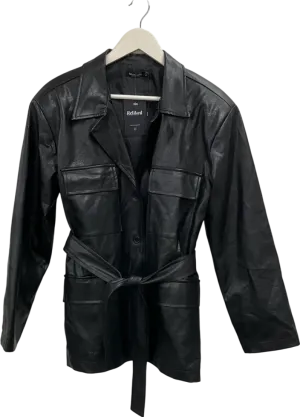 Nasty Gal Black Relaxed Faux Leather Jacket UK 8