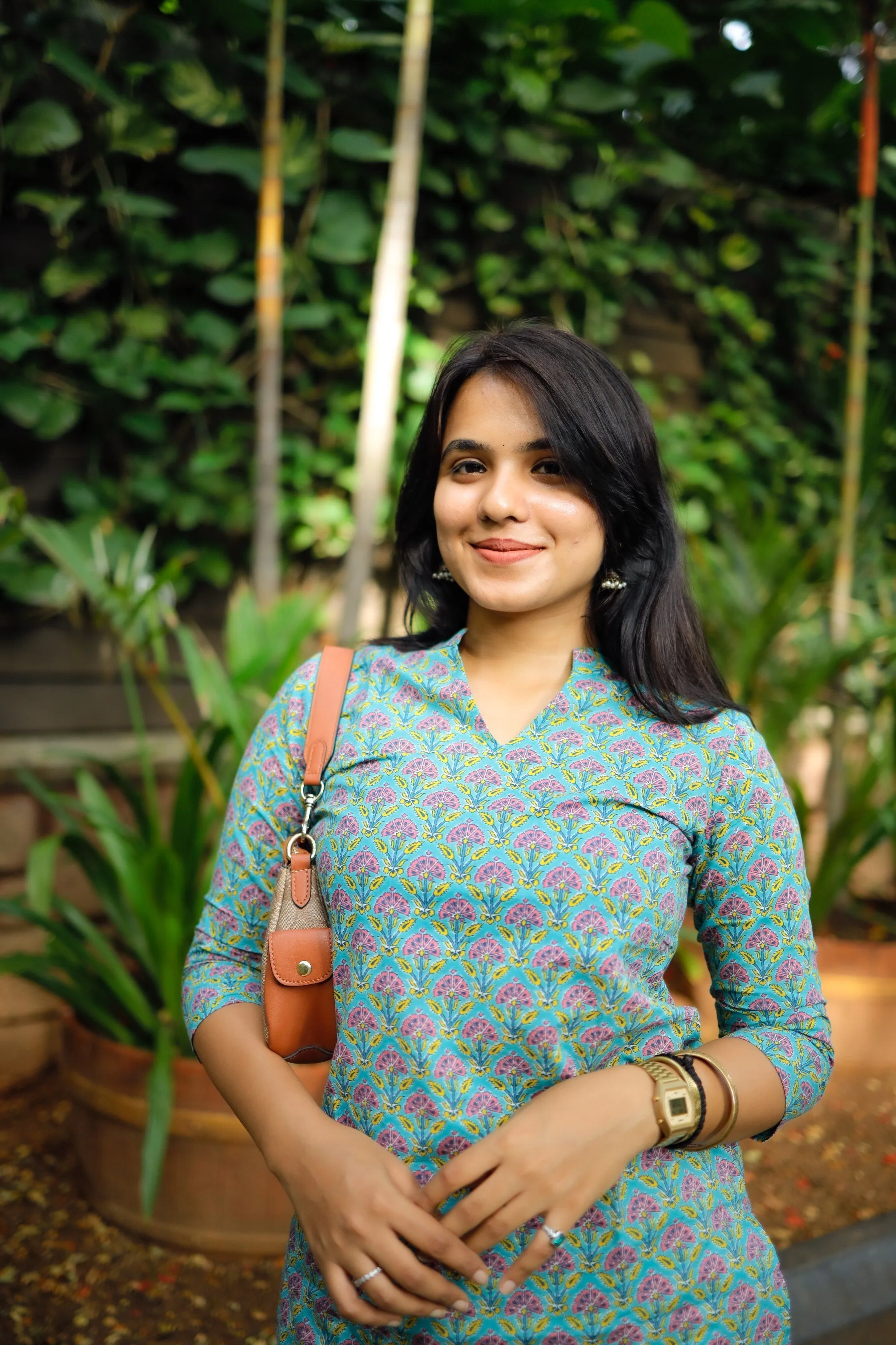 Short Kurti - 17 - Organic cotton short kurti in sky blue