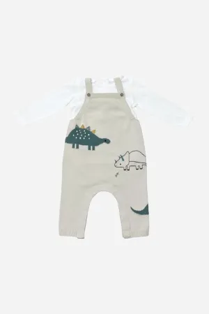 Viverano Dino Jacquard Knit Baby Overall Set Viverano Dino Jacquard Knit Baby Overall Set