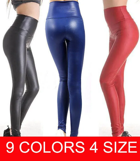 women's Skinny Faux Leather High Waist Leggings
