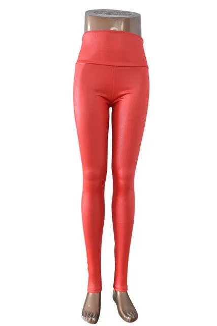 women's Skinny Faux Leather High Waist Leggings