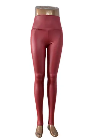 women's Skinny Faux Leather High Waist Leggings